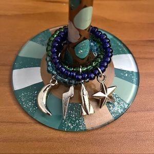 Handmade Heavenly Beaded Wine Glass Charms - Galaxy Outer Space Theme